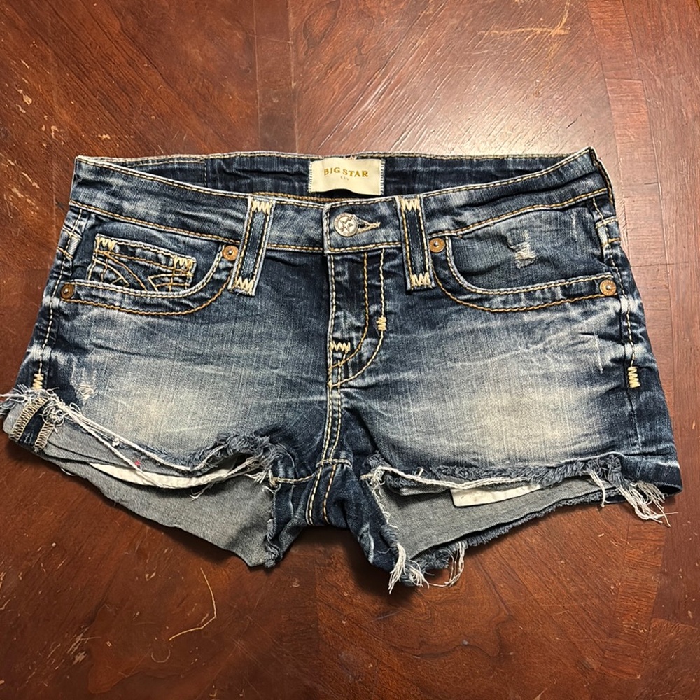 Big Star Blue Jean Shorts Distressed Style
